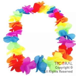 VINCHA TIARA HAWAIANA FLORES TELA MULTICOLOR x 12